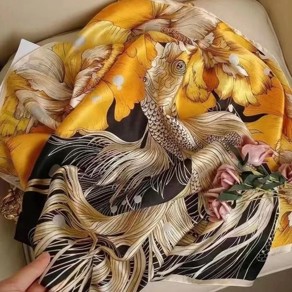 100% Pure Silk Satin Scarf High-Quality - Square Scarves. Bag Wrist/Scarf - Picture 8 of 9